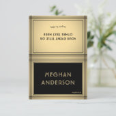 Printable Place Card - Classic Black & Gold Border Kaart (Staand voorkant)