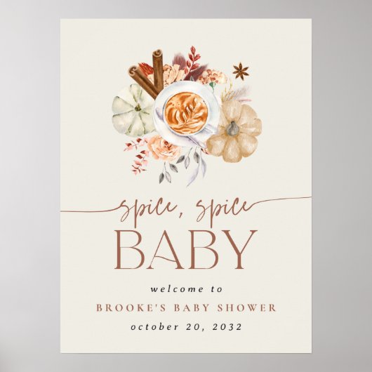Printable Pumpkin Spice Baby Shower Welcome Sign Poster (Voorkant)