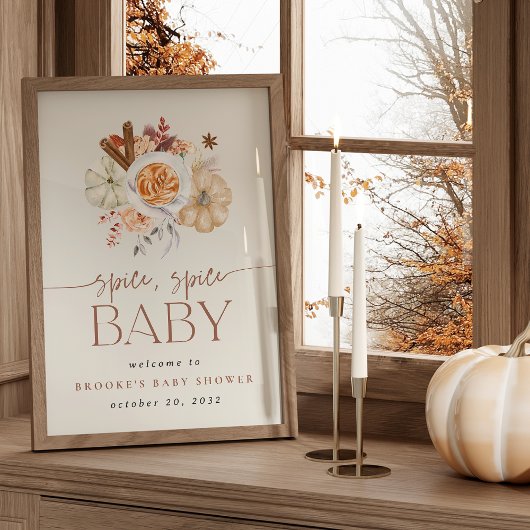 Printable Pumpkin Spice Baby Shower Welcome Sign Poster
