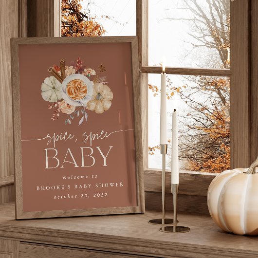 Printable Pumpkin Spice Baby shower Welkomstbord Poster