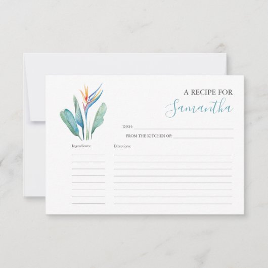 Printable Recept Kaarten Waterverf Bloemen (Voorkant)