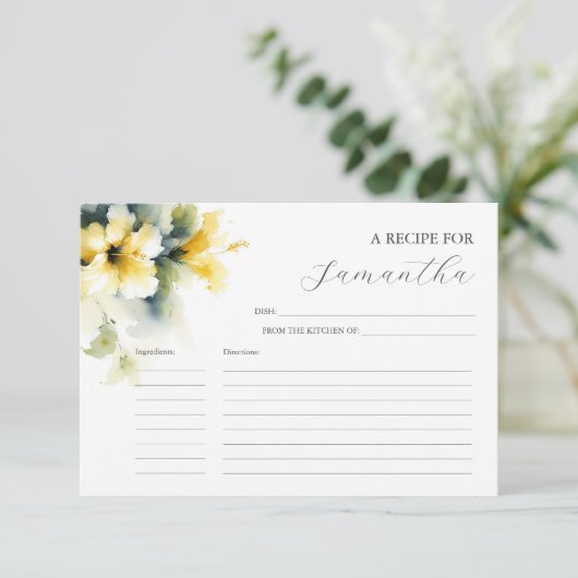 Printable Recept Kaarten Waterverf Bloemen (Staand voorkant)