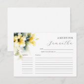 Printable Recept Kaarten Waterverf Bloemen (Voorkant / Achterkant)