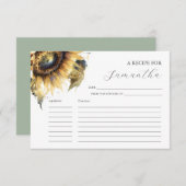 Printable Recept Kaarten Waterverf Zonnebloemen (Voorkant / Achterkant)