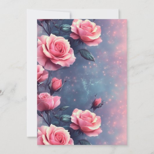 Printable Rose Galaxy Background – Digital Card  Feestdagenkaart (Voorkant)