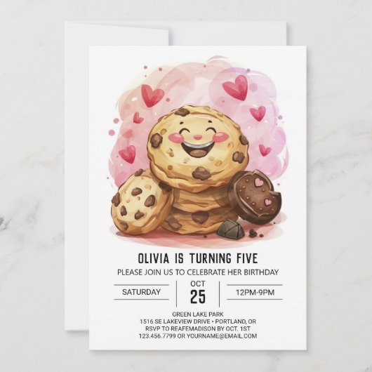 Printable Roze Online Cookies Verjaardag Kaart (Voorkant)