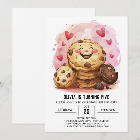 Printable Roze Online Cookies Verjaardag Kaart (Voorkant / Achterkant)