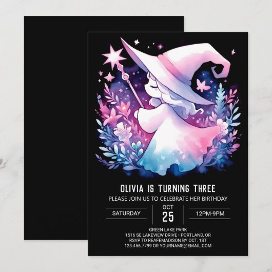 Printable Schattige Wizard Verjaardag Kaart (Voorkant / Achterkant)