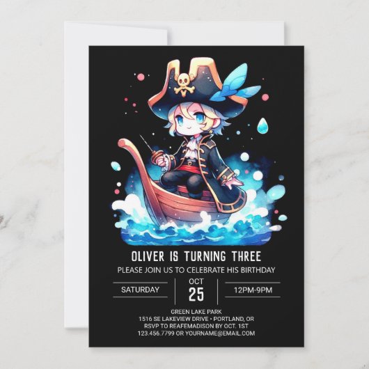 Printable Simple Pirate Birthday Kaart (Voorkant)