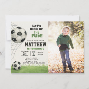 Printable Soccer Verjaardag Uitnodiging met foto