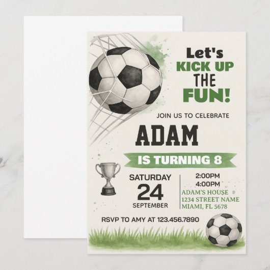 Printable Sports Party Nodig voor Jongens & Meisje Kaart (Voorkant / Achterkant)