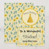 Printable Student Verjaardag Kaart voor Docenten (Voorkant / Achterkant)