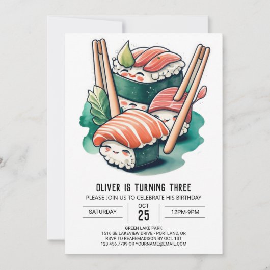 Printable Sushi Nacht Verjaardag Kaart (Voorkant)