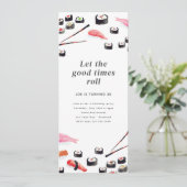 Printable Sushi Verjaardagsfeestuitnodiging Kaart (Staand voorkant)