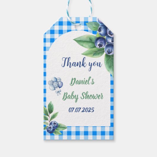 Printable Sweet Beery Classic Gingham Baby shower Cadeaulabel (Voorkant)