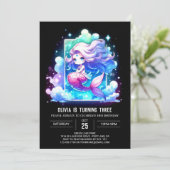 Printable Sweet Mermaid Birthday Kaart (Staand voorkant)