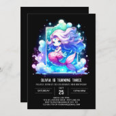 Printable Sweet Mermaid Birthday Kaart (Voorkant / Achterkant)