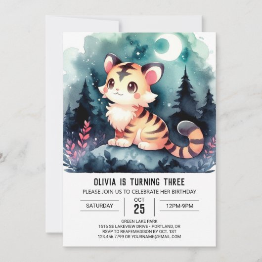 Printable Sweet Tiger Birthday Kaart (Voorkant)