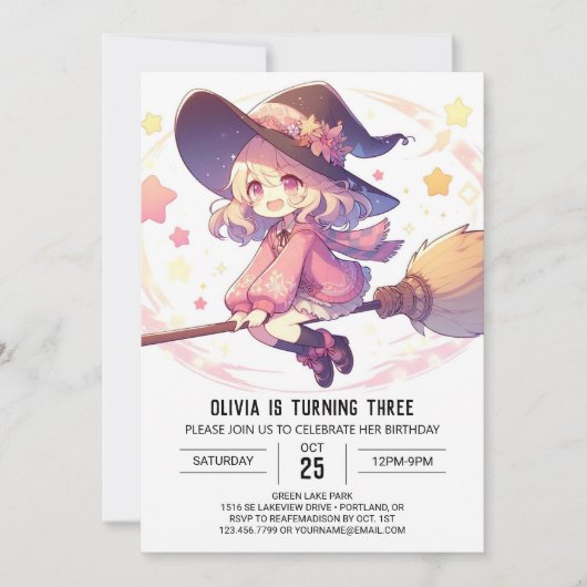 Printable Sweet Wizard Verjaardag Kaart (Voorkant)