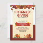 Printable Thanksgiving Party Flyer sjabloon Kaart (Voorkant)
