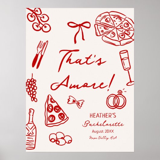 Printable That's Amore Bachelorette Party Poster (Voorkant)