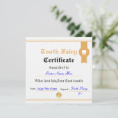 Printable Tooth Fairy Certificate Sjabloon Kaart (Staand voorkant)