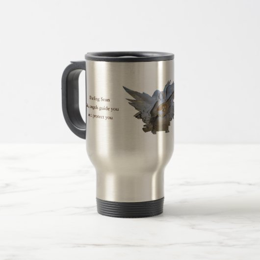 Printable Travel Mug, Gold Angel, voeg namen toe Reisbeker (Voorkant links)