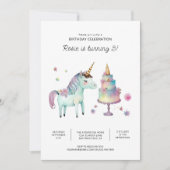 Printable Unicorn Birthday Party Kaart (Voorkant)