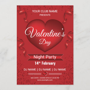 Printable Valentijns  Party brochure Sjabloon Kaart