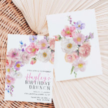 Printable Verjaardag Brunch Uitnodiging Wildflower