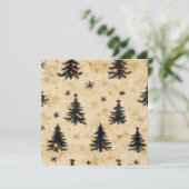 Printable Vintage Christmas Evergreen Pine Trees Kaart (Staand voorkant)