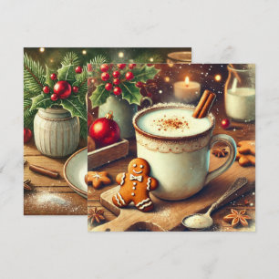 Printable Vintage Christmas Gingerbread Hot Milk Kaart