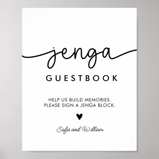 Printable Wedding Jenga Guest Book Sign Poster (Voorkant)
