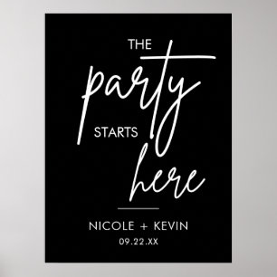 Printable Wedding Sign Party begint hier Moderne Poster