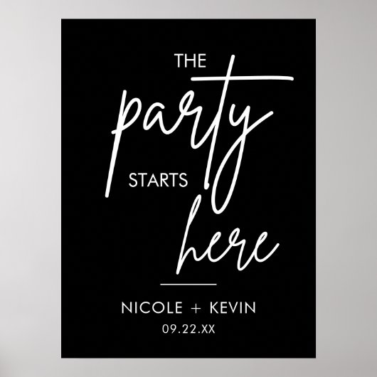 Printable Wedding Sign Party begint hier Moderne Poster (Voorkant)