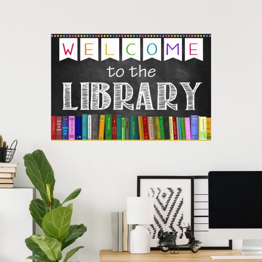 Printable Welcome Library School Sign. Poster (Thuiskantoor)