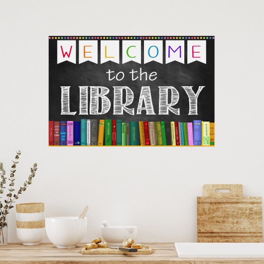 Printable Welcome Library School Sign. Poster (Keuken)