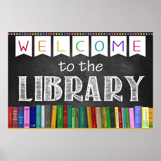 Printable Welcome Library School Sign. Poster (Voorkant)