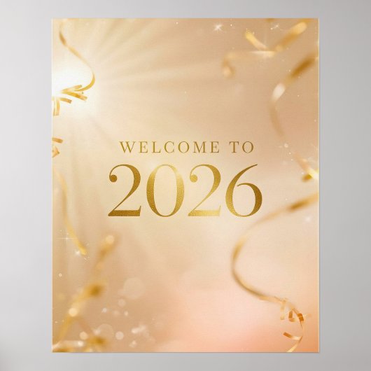Printable “Welcome to 2026” Poster – Golden Dawn N (Voorkant)