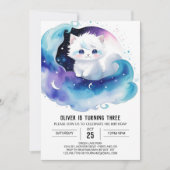 Printable Whimsical Kat Verjaardag Kaart (Voorkant)