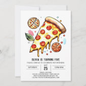 Printable Whimsical Pizza Verjaardag Kaart (Voorkant)