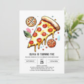 Printable Whimsical Pizza Verjaardag Kaart (Staand voorkant)