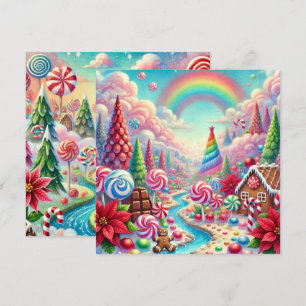Printable Whimsical Poinsettia Candyland Scrapbook Kaart