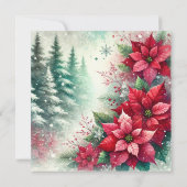 Printable Whimsical Winter Wonderland Poinsettia Kaart (Achterkant)