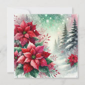 Printable Whimsical Winter Wonderland Poinsettia Kaart (Voorkant)