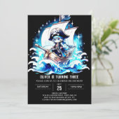 Printable Whimsy Pirate Birthday Kaart (Staand voorkant)