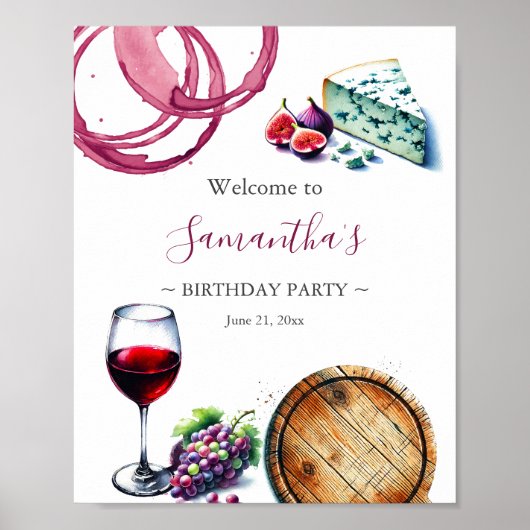 Printable Wine Theme Verjaardag Welkomstborden Poster (Voorkant)