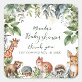 Printable Woodland Baby shower Dank u Vierkante Sticker (Voorkant)