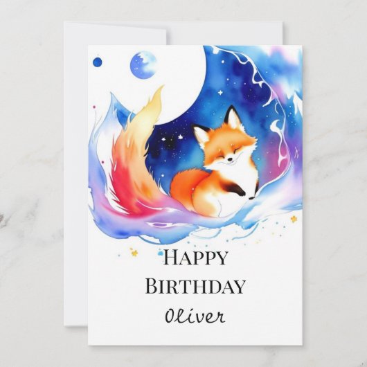 Printable Woodland Fox Verjaardag Kaart (Voorkant)