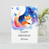 Printable Woodland Fox Verjaardag Kaart (Staand voorkant)